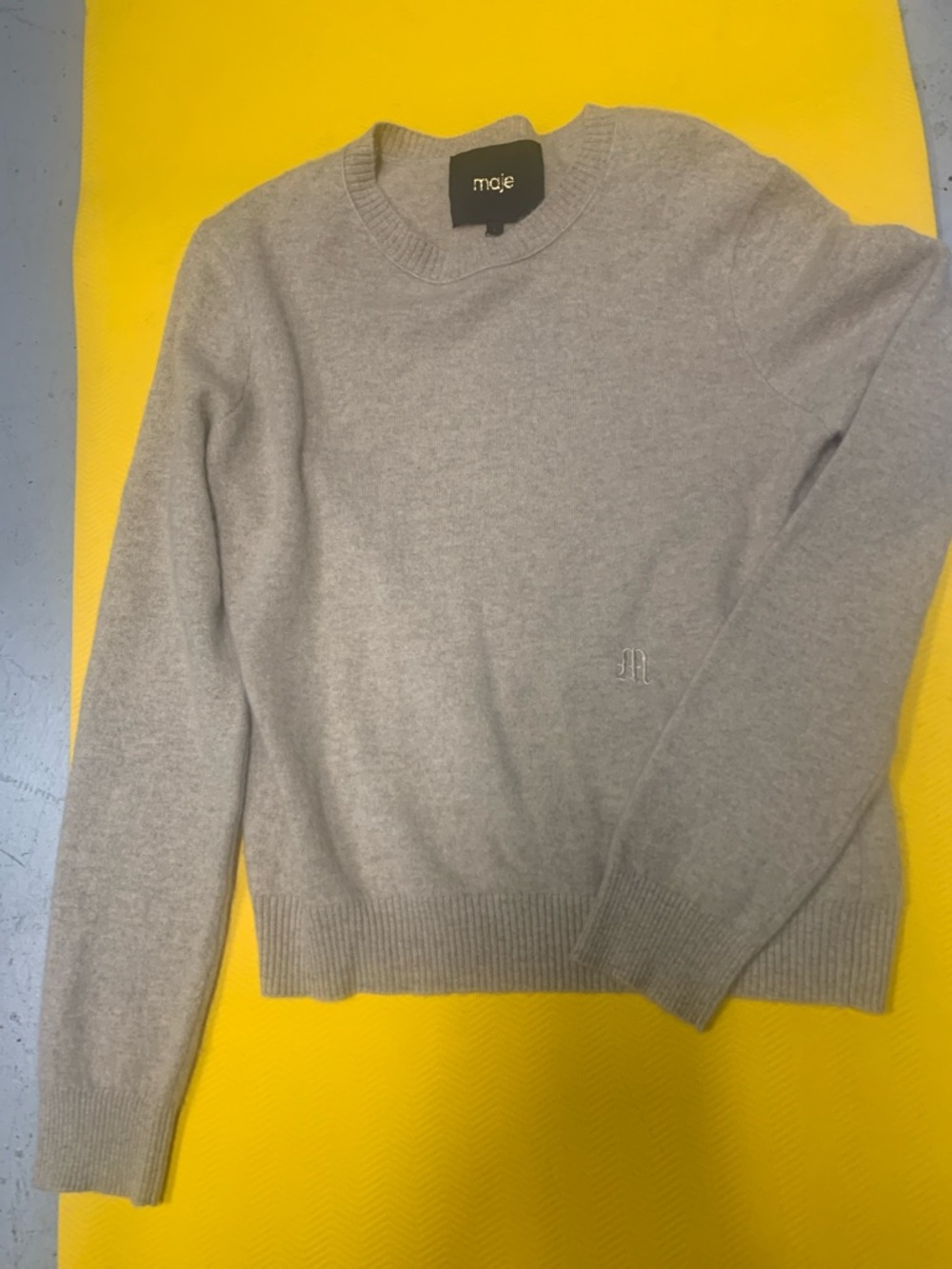 Maje Gray Crewneck Sweater with Subtle Logo
